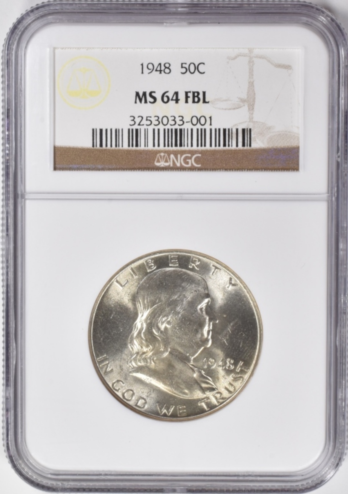 1948 Franklin Half Dollar MS64 FBL NGC