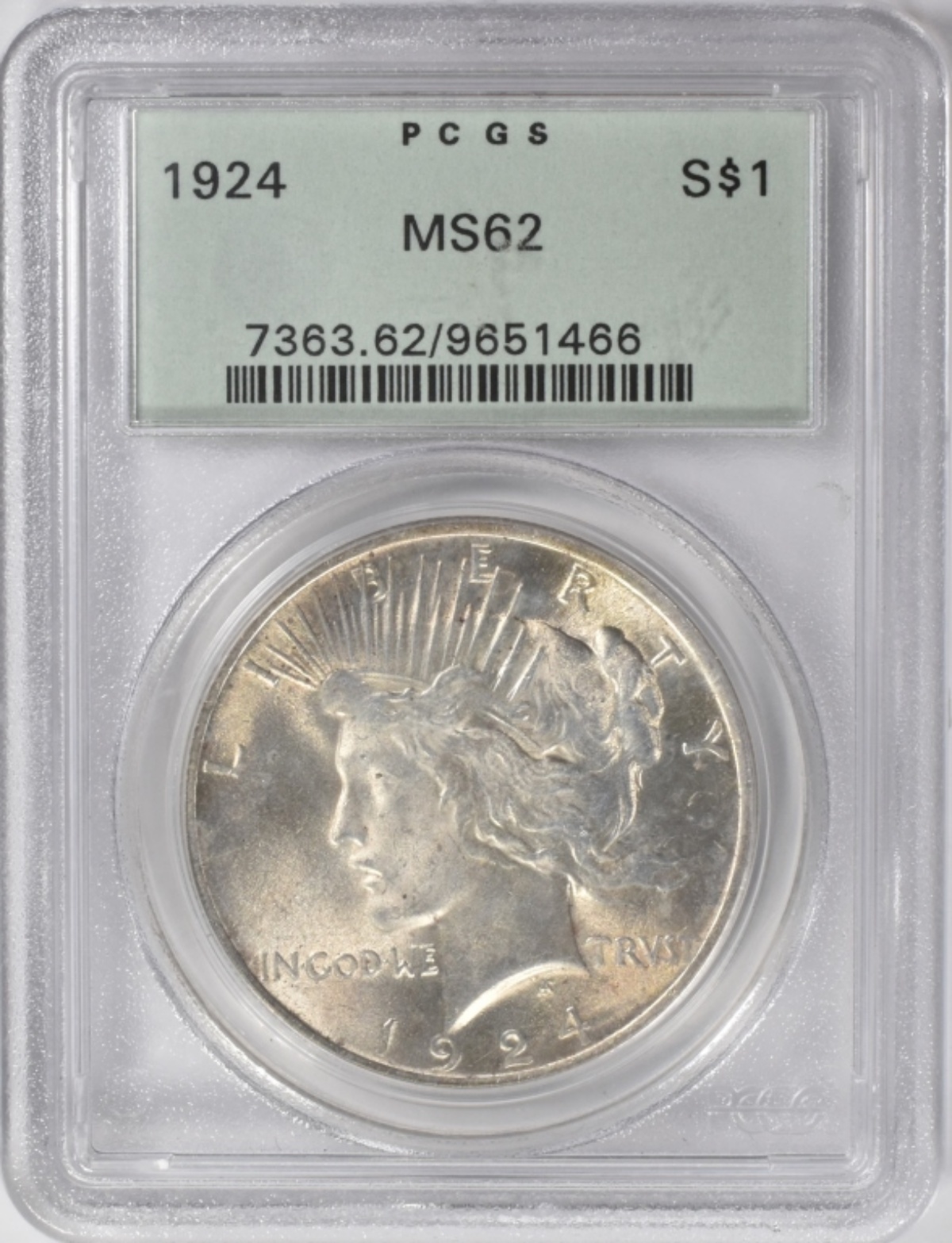 1924 Peace Dollar MS62 PCGS