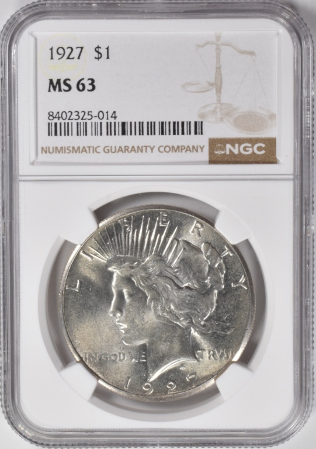 1927 Peace Dollar MS63 NGC