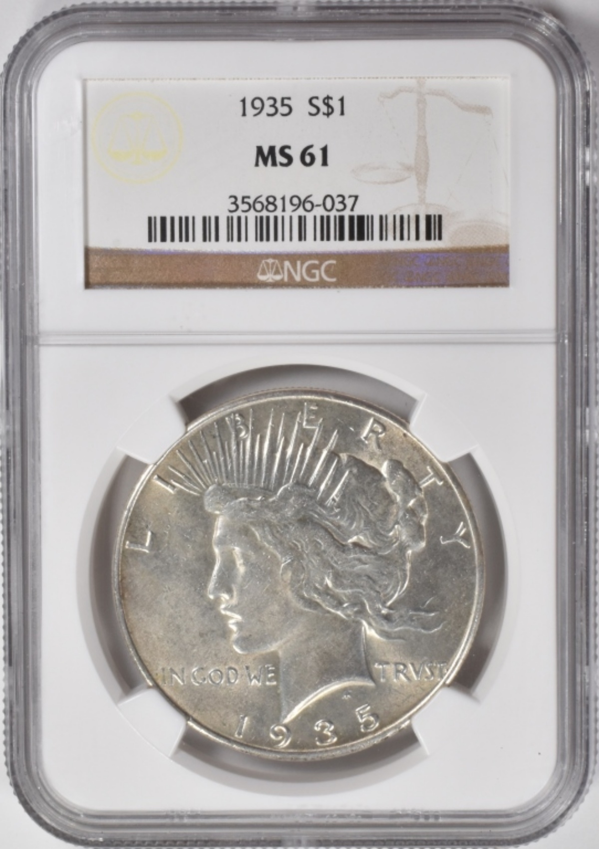 1935 Peace Dollar MS61 NGC