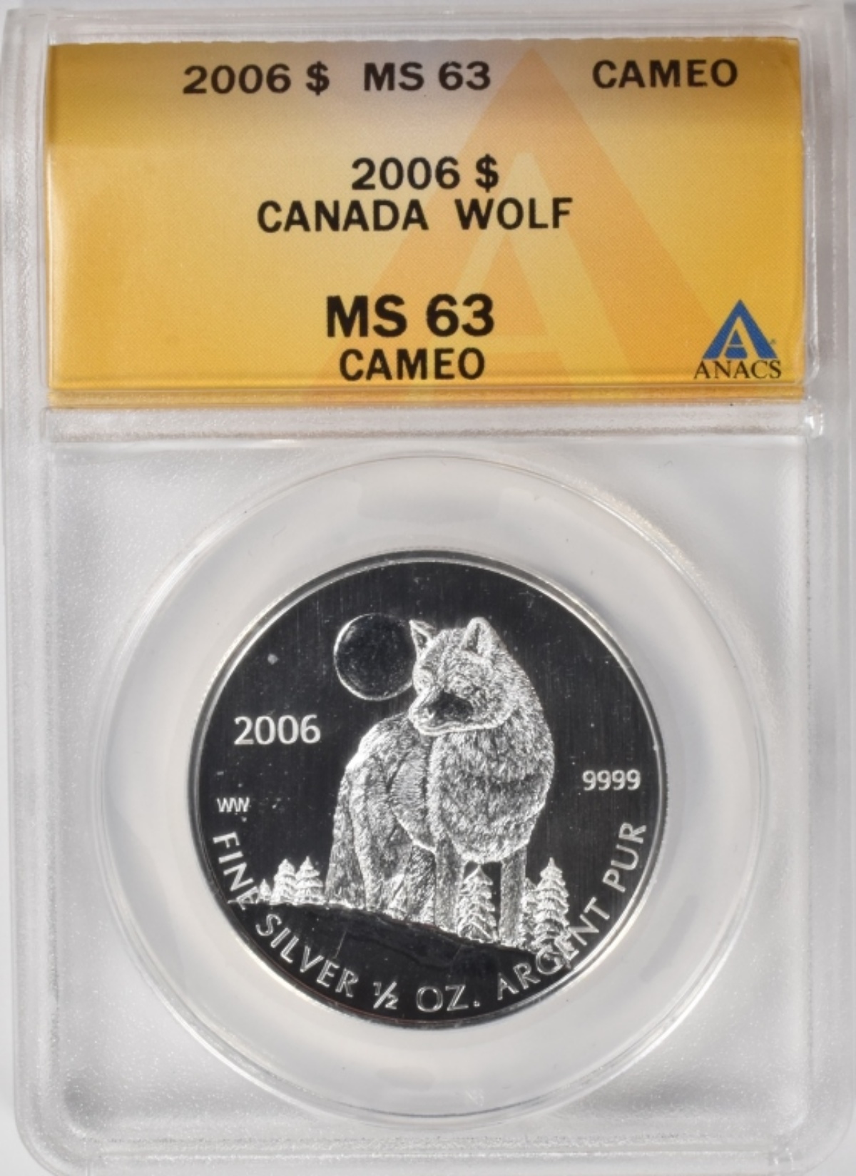 2006 Canada 1/2oz Silver Wolf MS63 Cameo ANACS