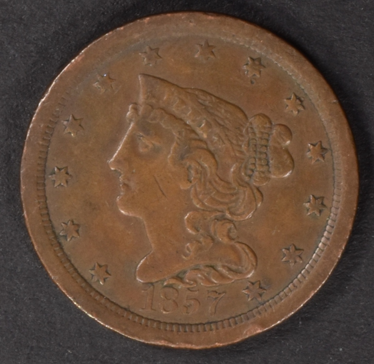 1857 Braided Hair Half Cent
