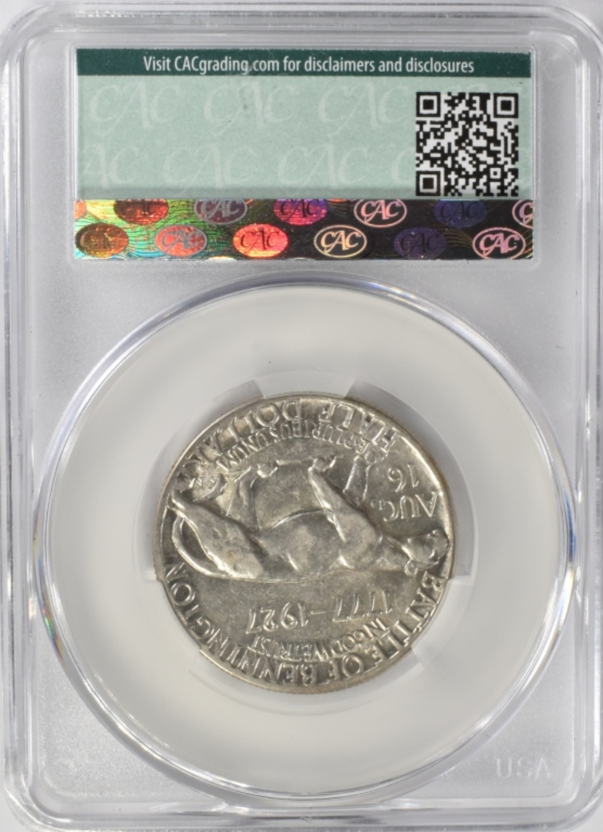 1927 Vermont Commem Half Dollar AU50 CAC