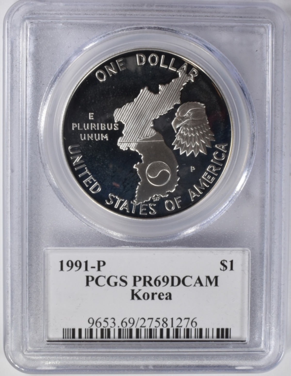 1991-P Korea Commem $1 PR69DCAM PCGS