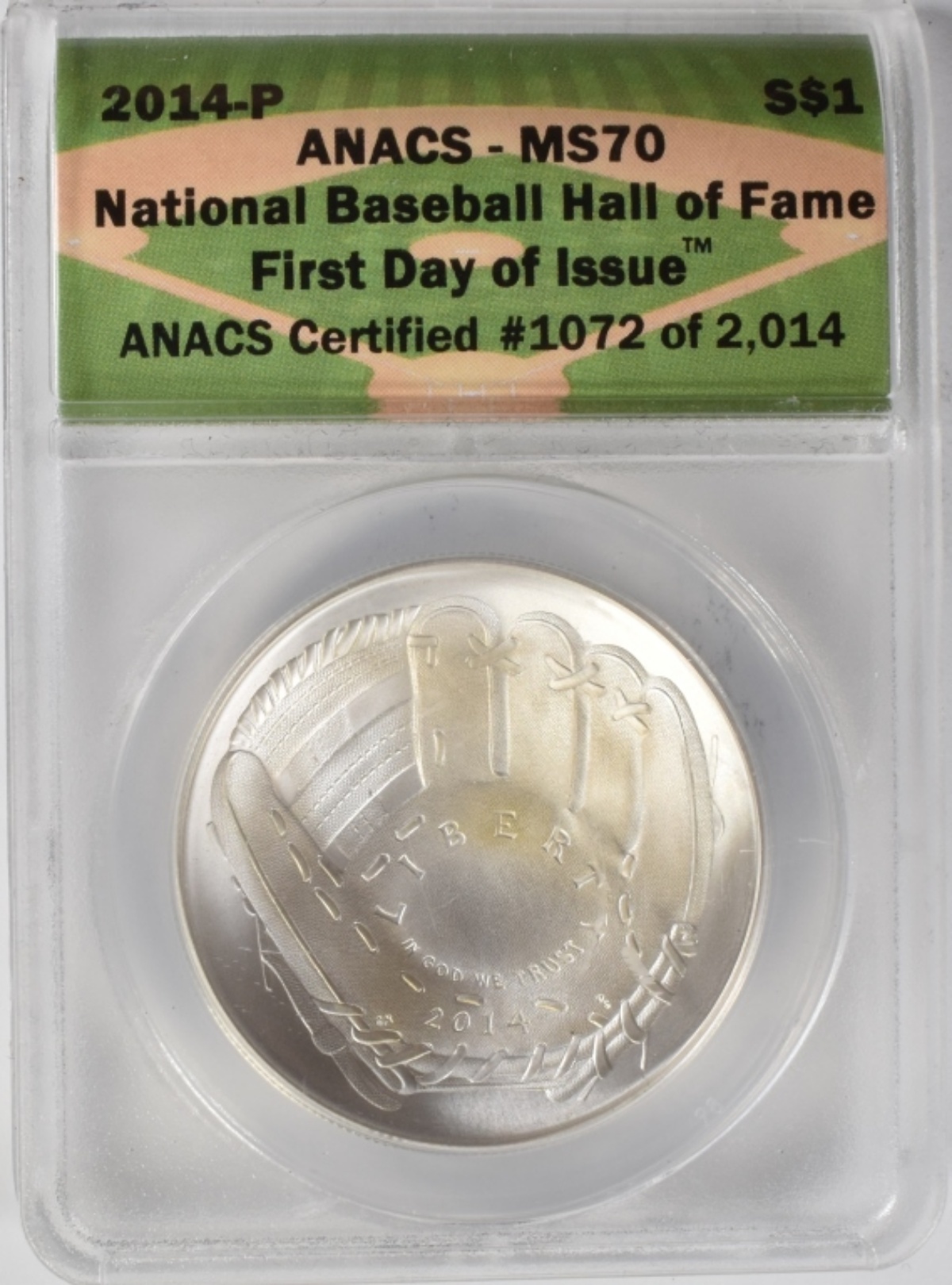 2014-P Nat'l Baseball HOF 1oz Silver MS70 ANACS