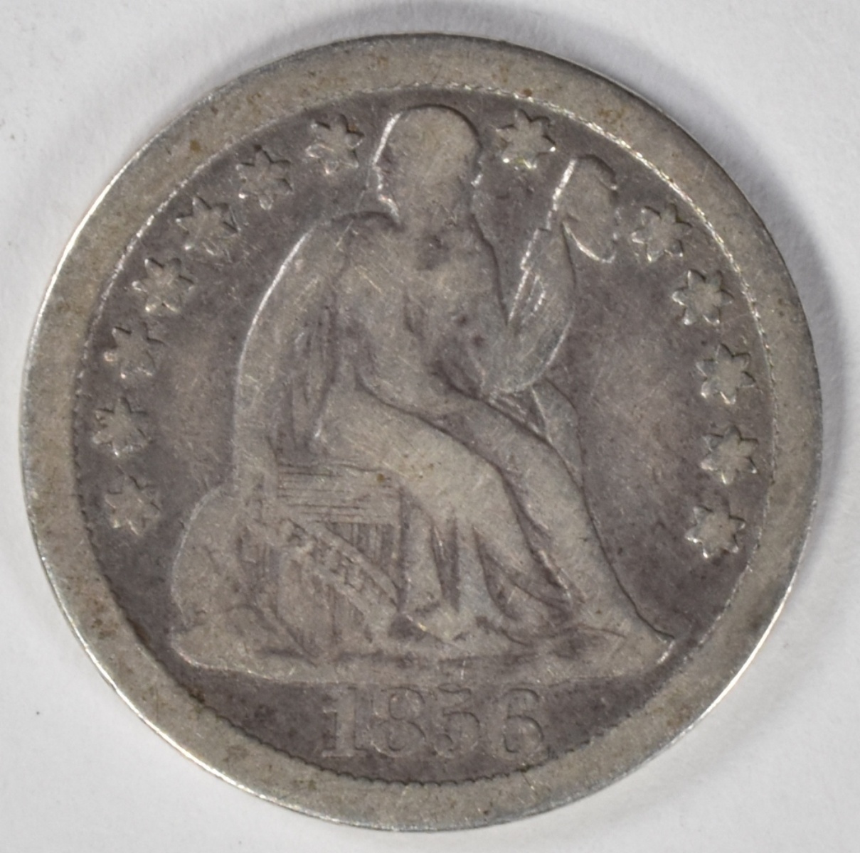 1856 Seated Dime Large Date