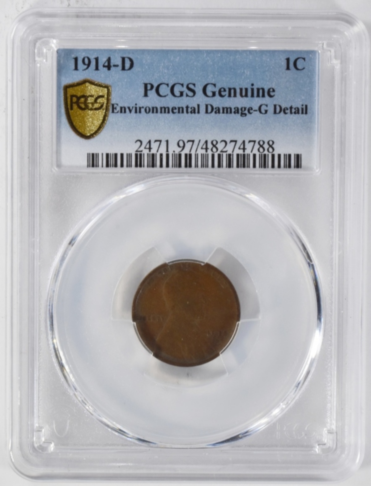 1914-D Lincoln Cent Genuine G Detail PCGS