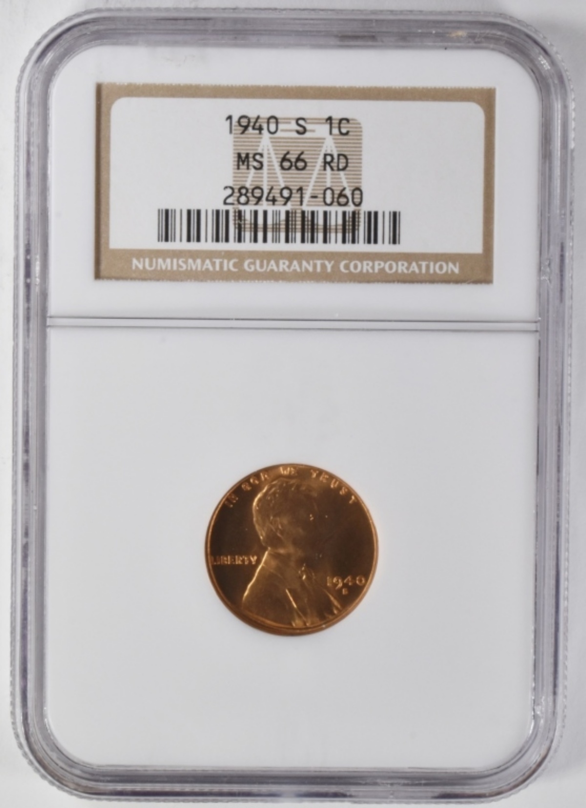 1940-S Lincoln Cent MS66 RD NGC