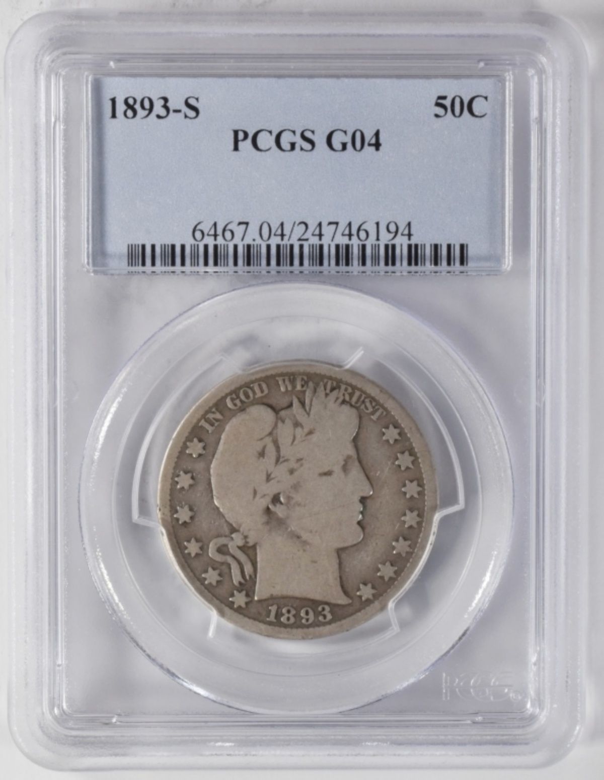 1893-S Barber Half Dollar G04 PCGS