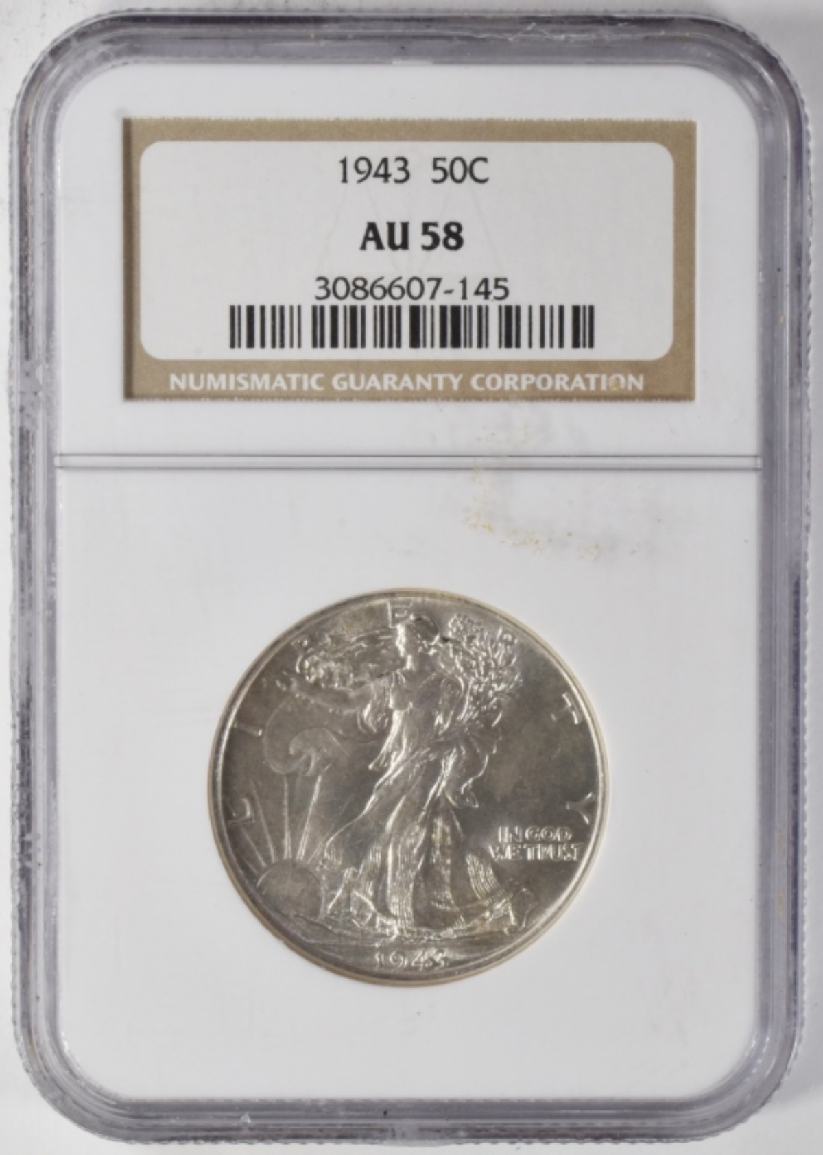 1943 Walking Liberty Half Dollar AU58 NGC
