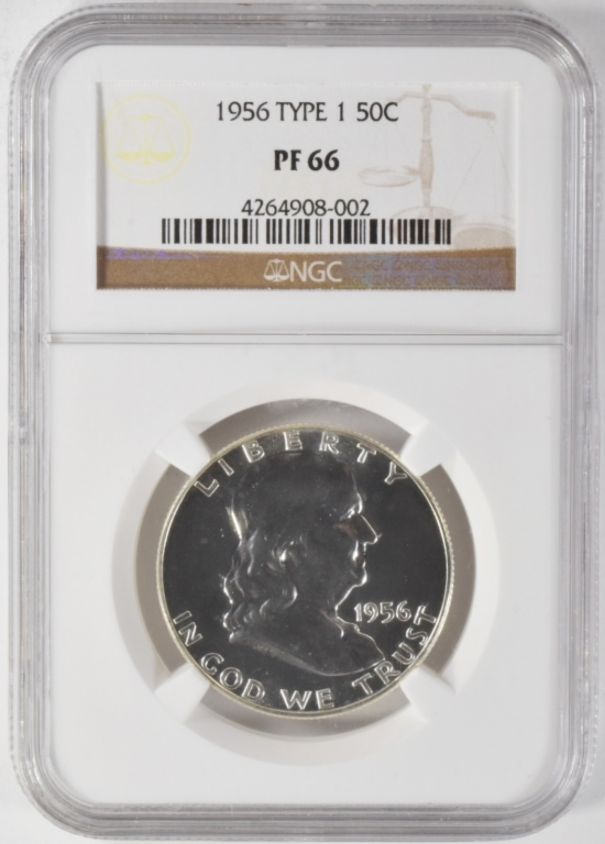 1956 Type 1 Franklin Half Dollar PF66 NGC