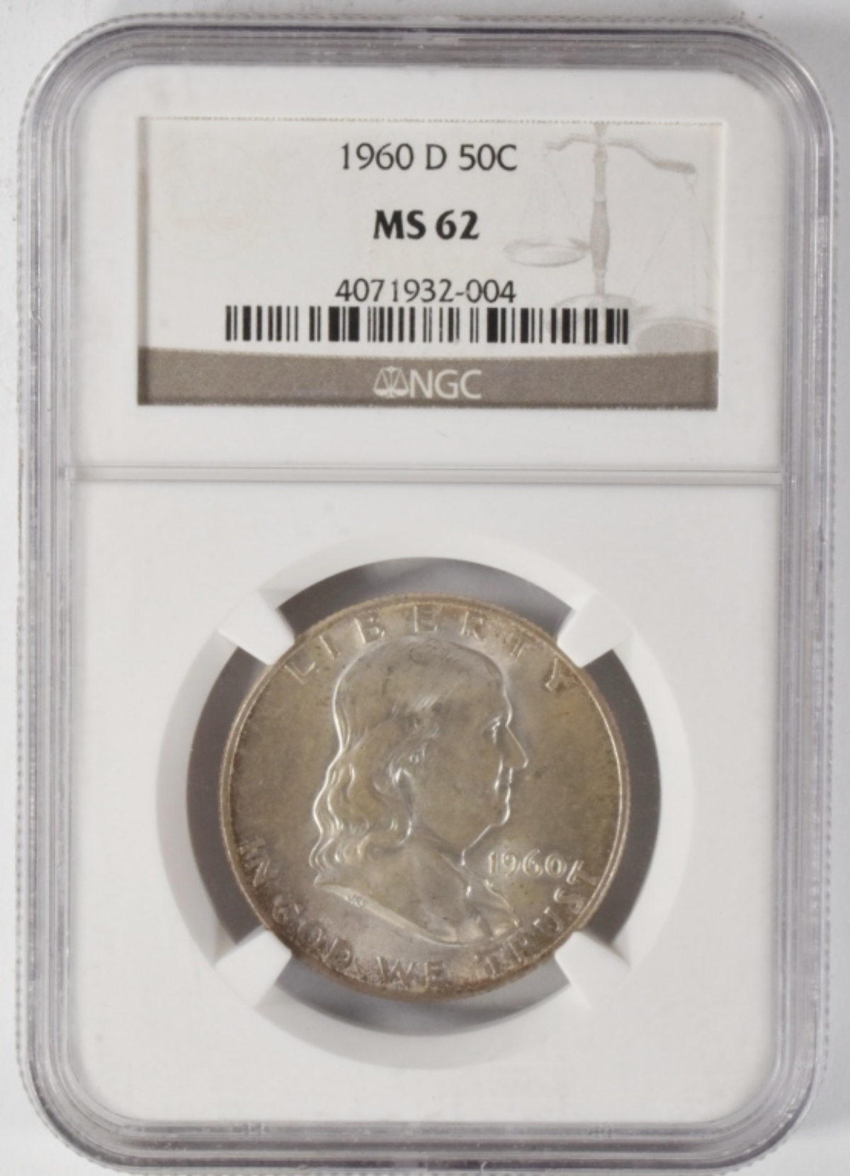 1960-D Franklin Half Dollar MS62 NGC
