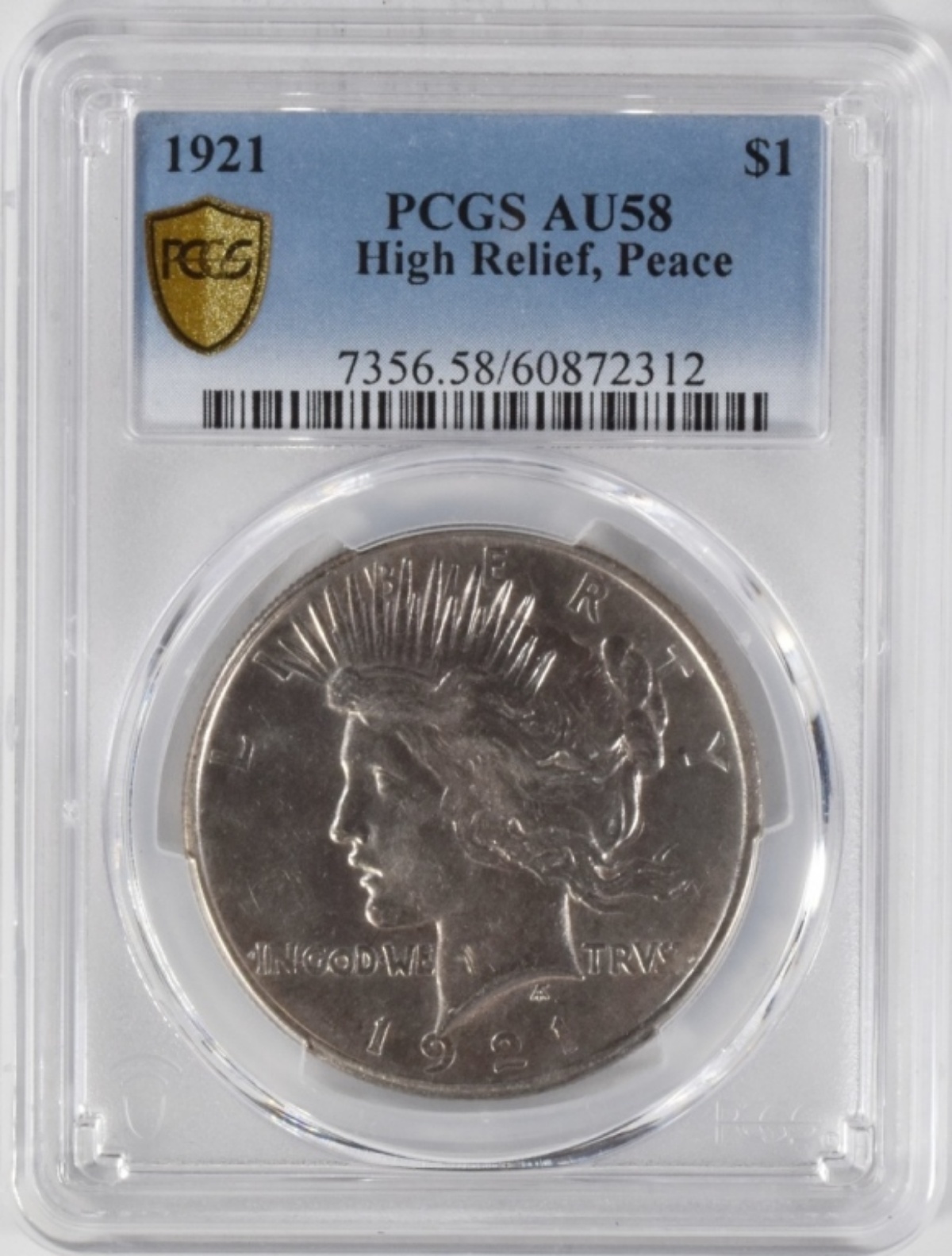 1921 Peace Dollar AU58 High Relief PCGS