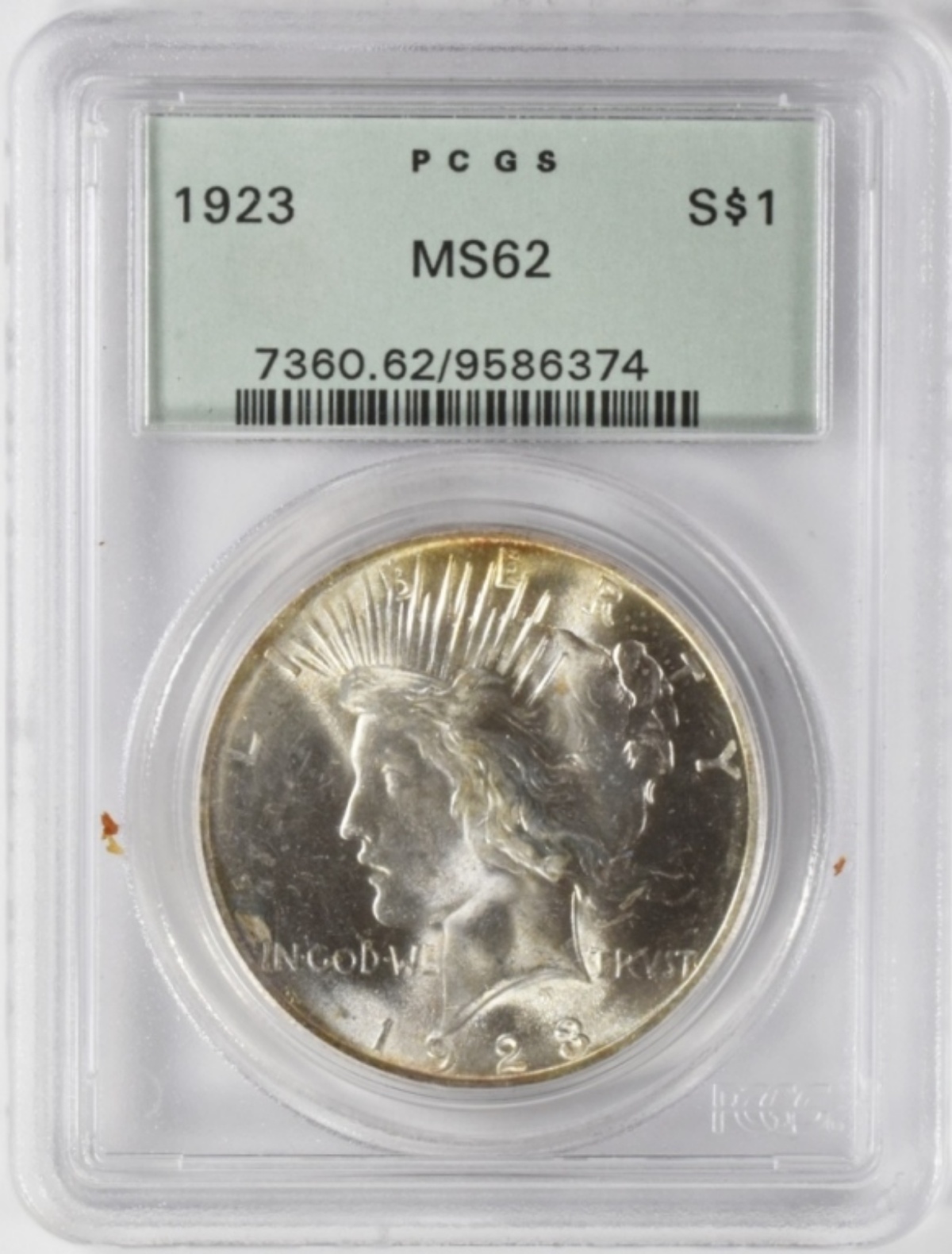 1923 Peace Dollar MS62 PCGS OGH