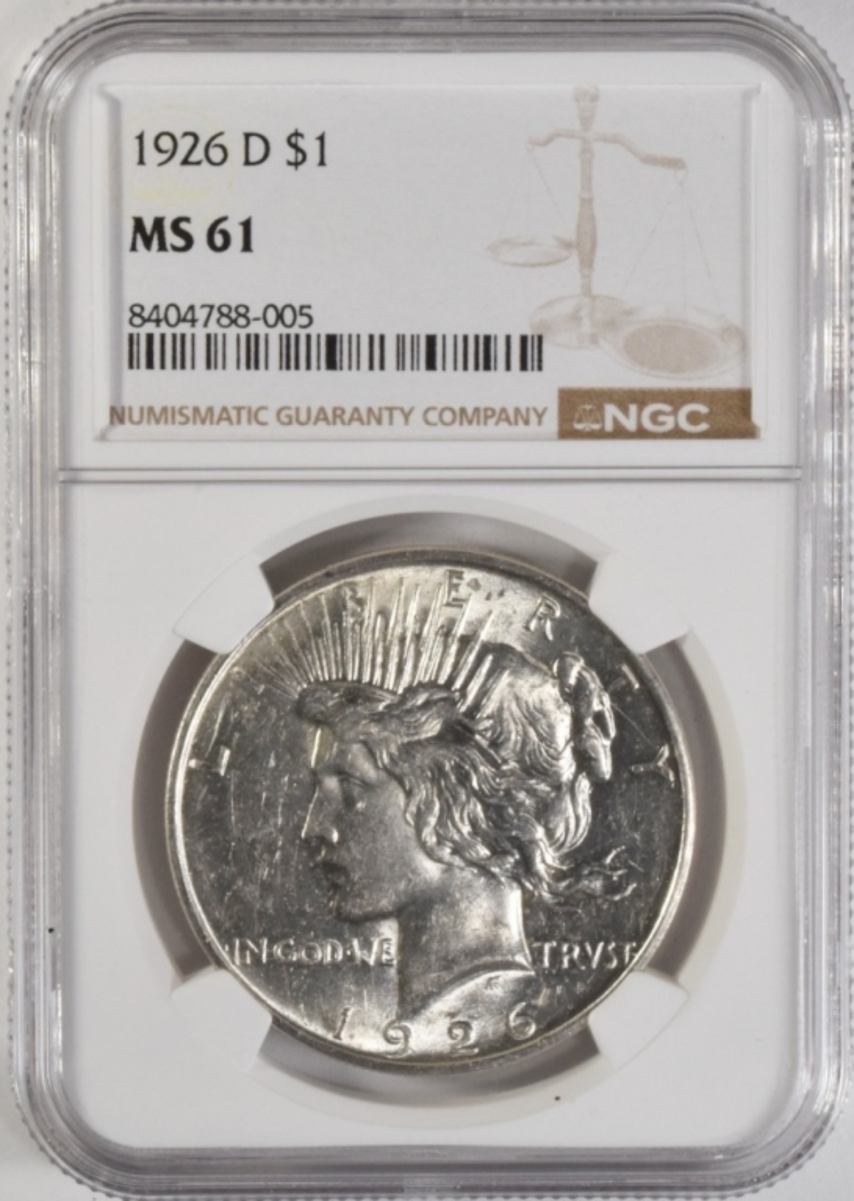 1926-D Peace Dollar MS61 NGC