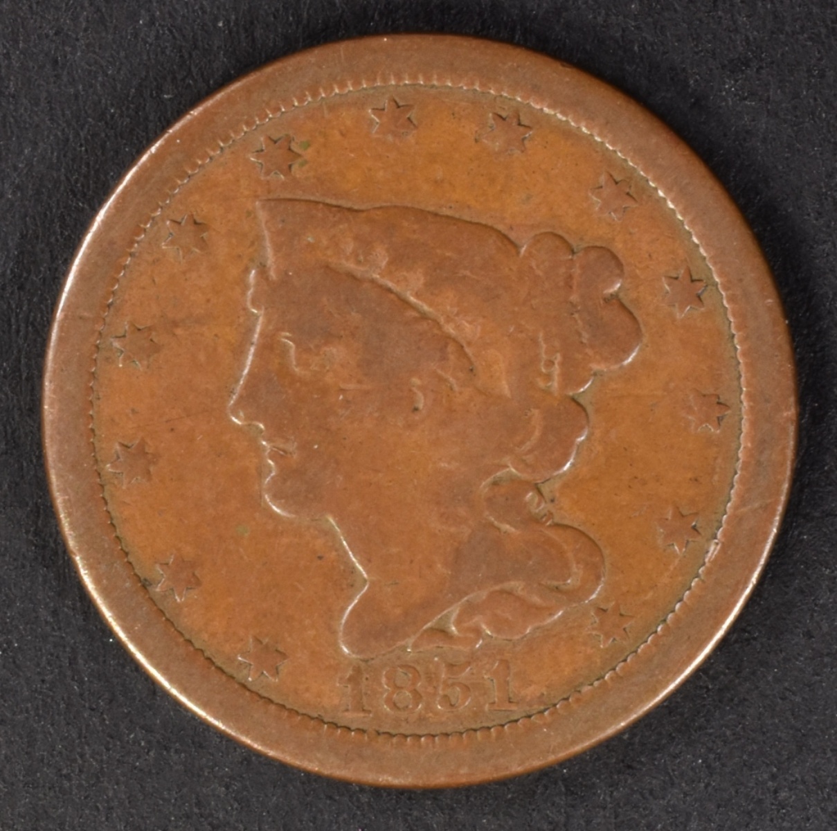 1851 Braided Hair Half Cent