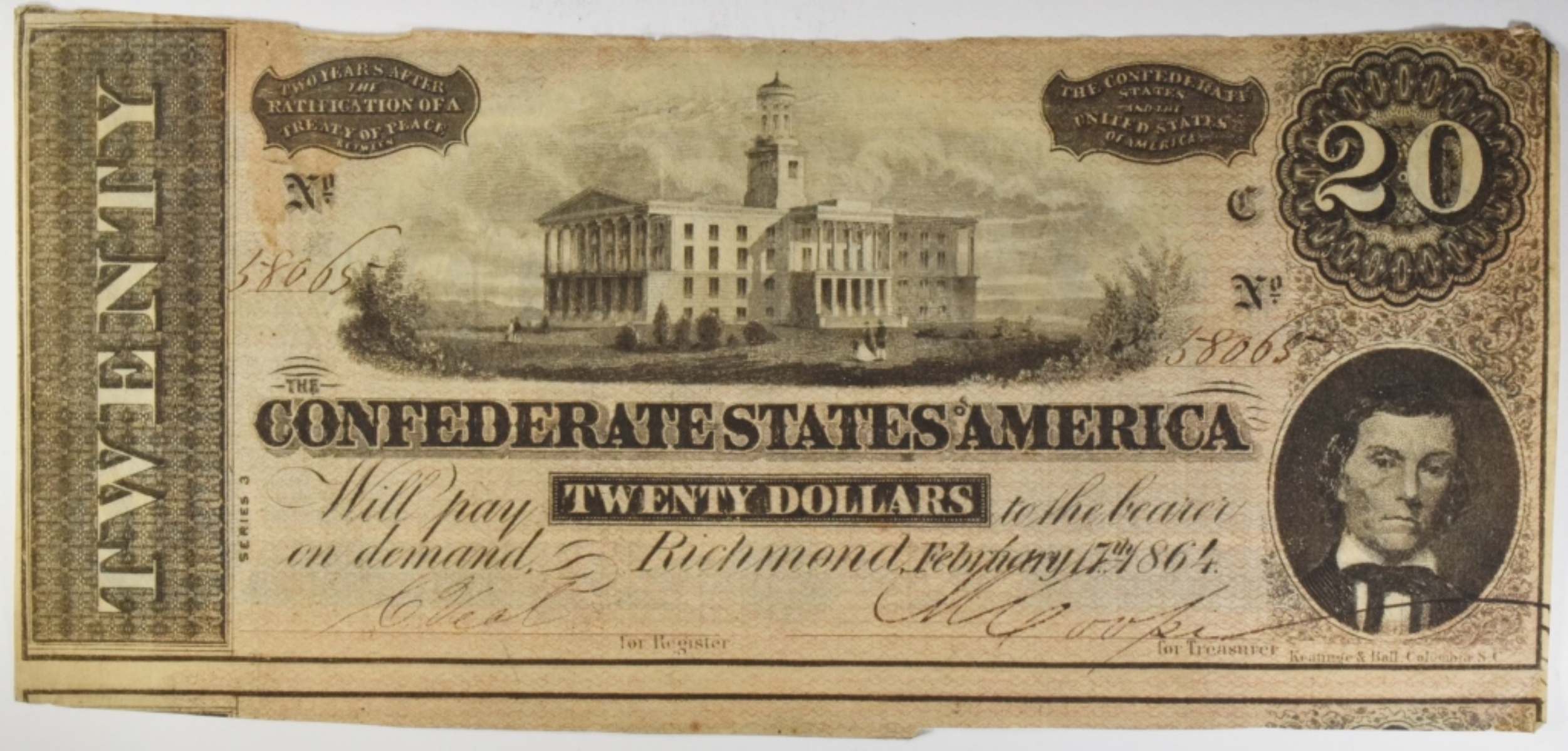 1864 Confederate States of America $20
