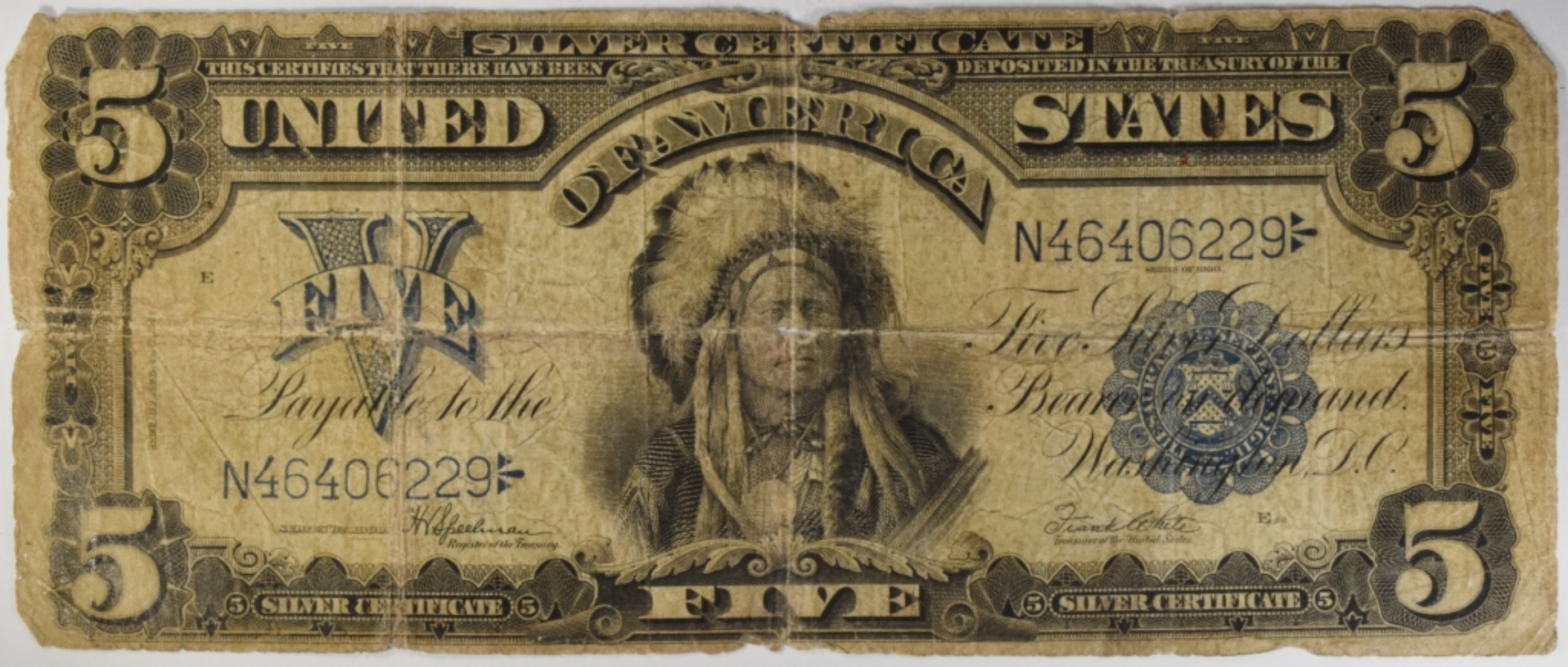 1899 $5 Silver Cert. SN N46406229