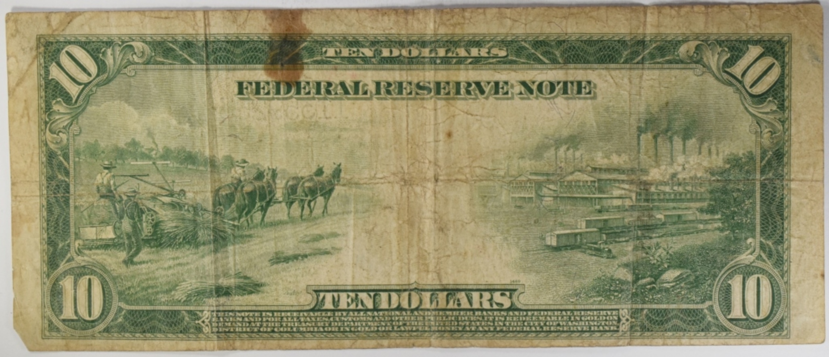 1914 $10 Federal Reserve Note SN I13592632A