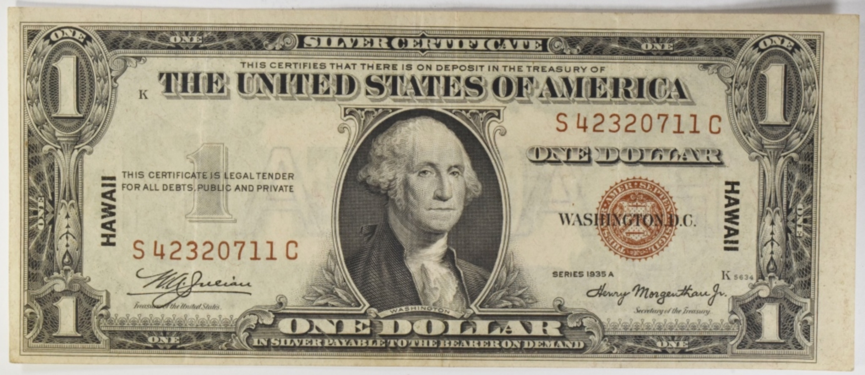 1935A $1 Hawaii Silver Cert SN S42320711C