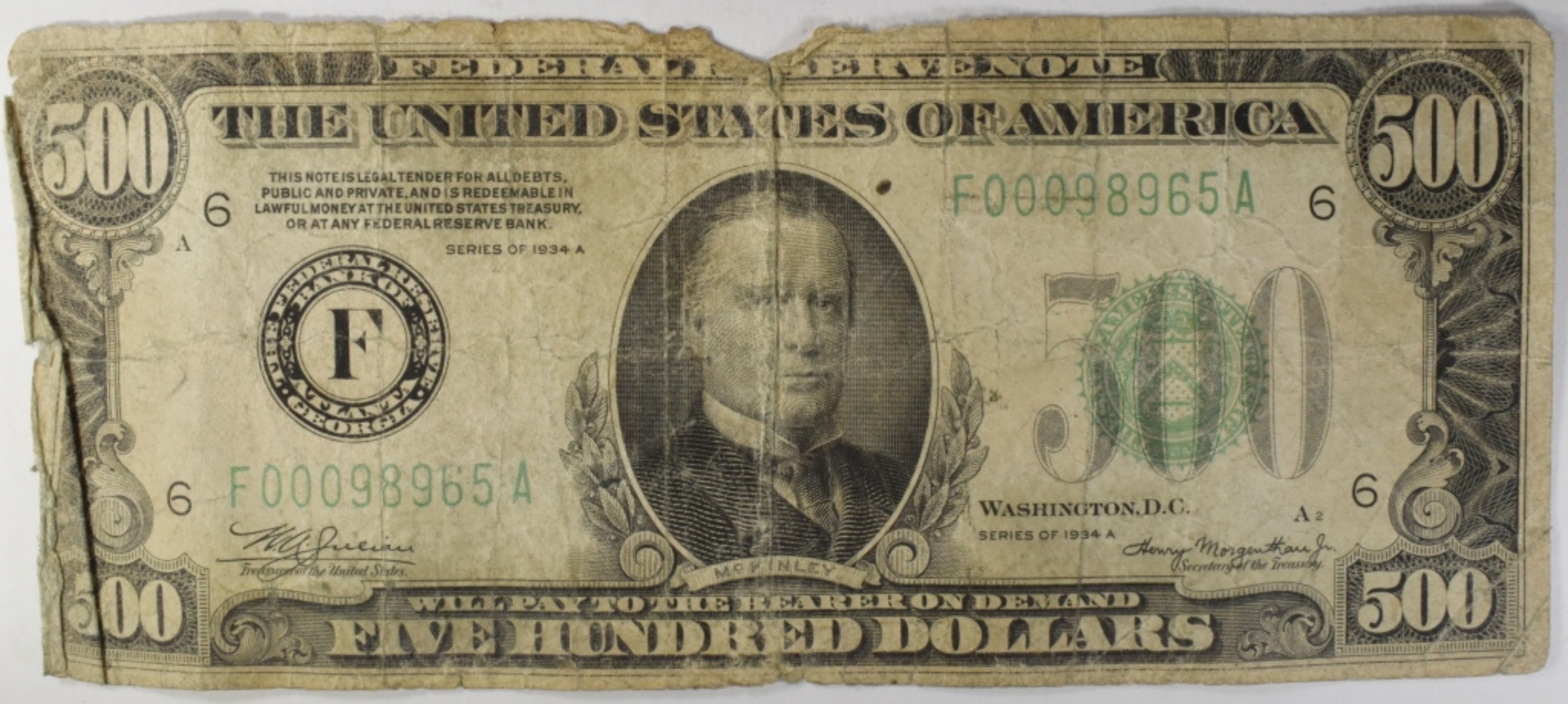 1934A $500 Federal Reserve Note