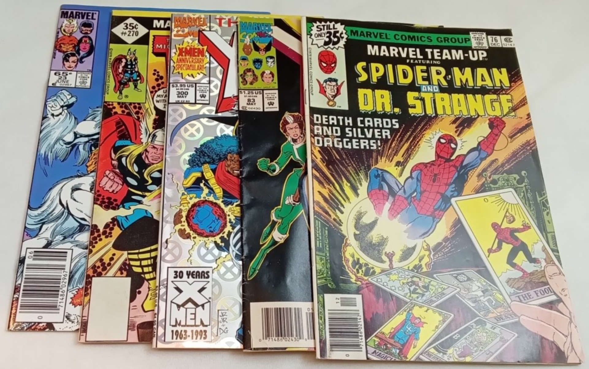 Marvel Comics Lot 5 Issues 1970s-1990s Raw