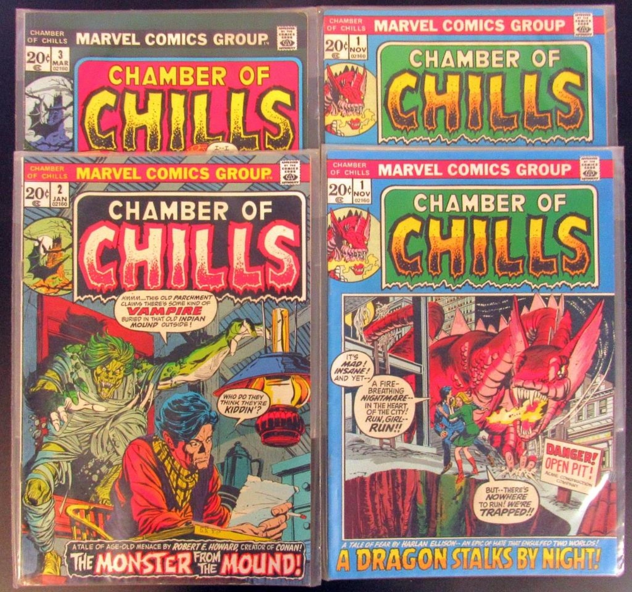 Chamber of Chills #1(x2),2,3 1972-73 Raw Lot
