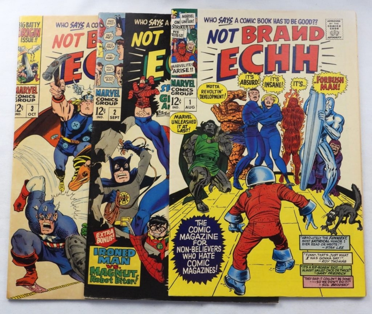 Not Brand Echh #1, 2, 3 Marvel 1967 Raw Lot