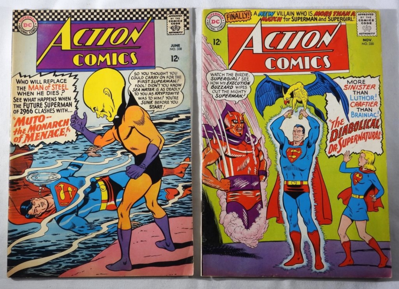Action Comics #330 & #338 DC 1965-66 Raw