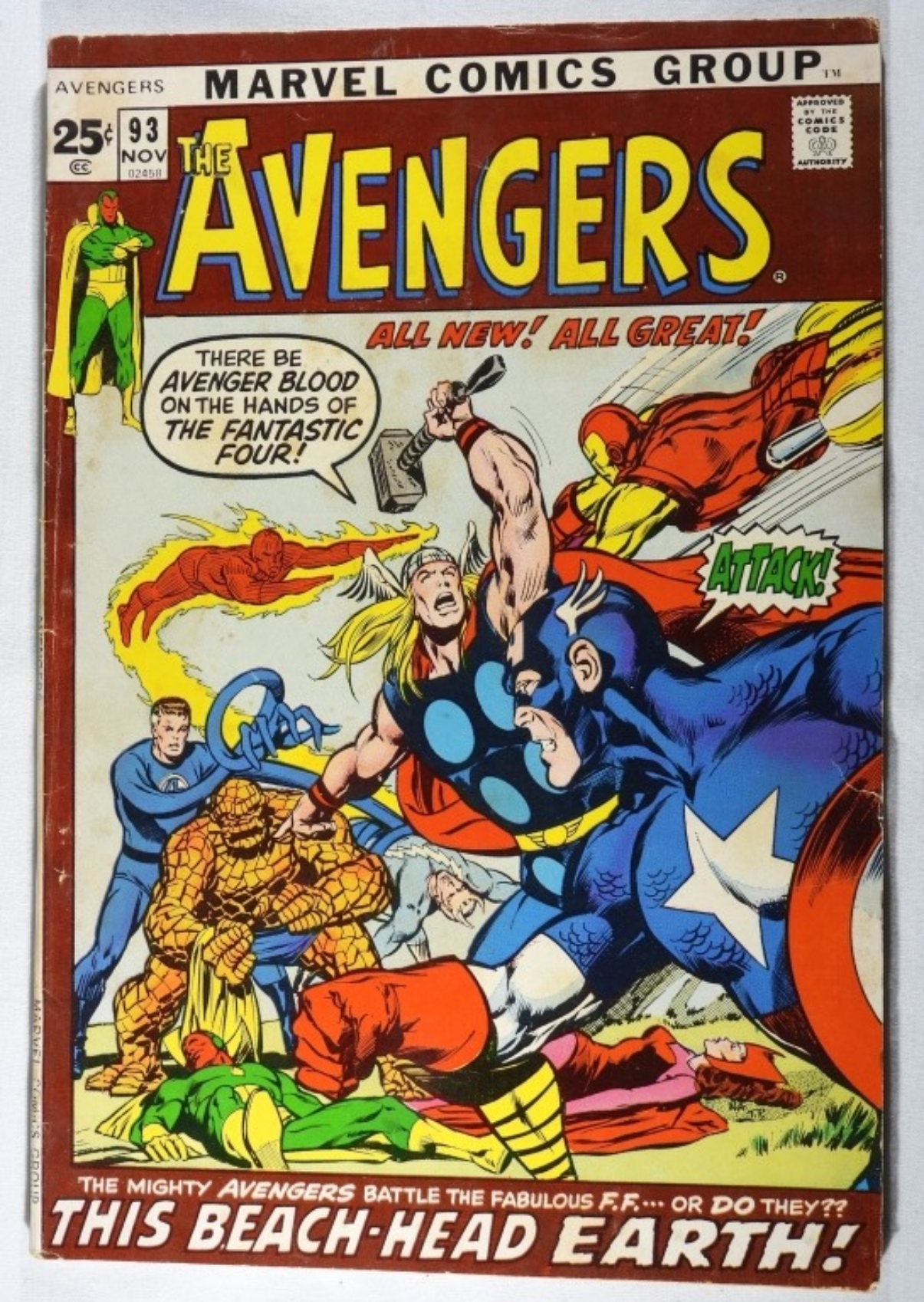 Avengers #93 1971 Marvel, Neal Adams cover