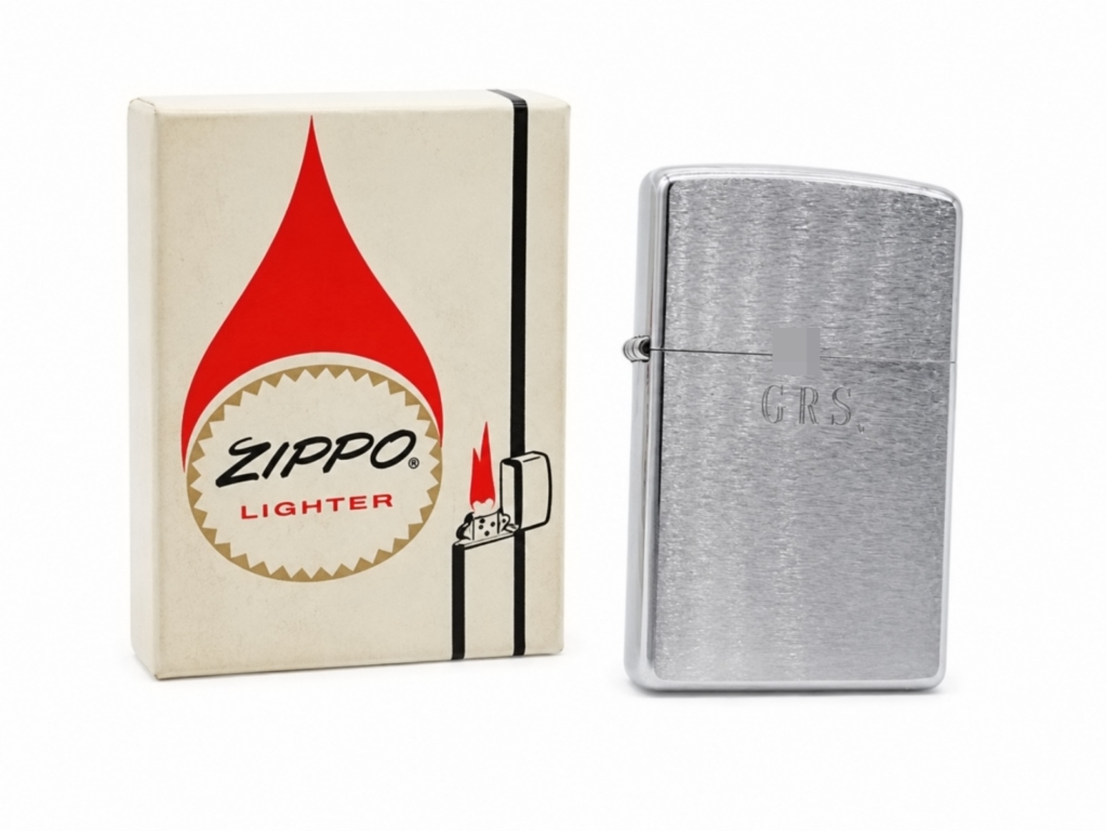 1976 Zippo Brushed Chrome Lighter, Engraved GRS