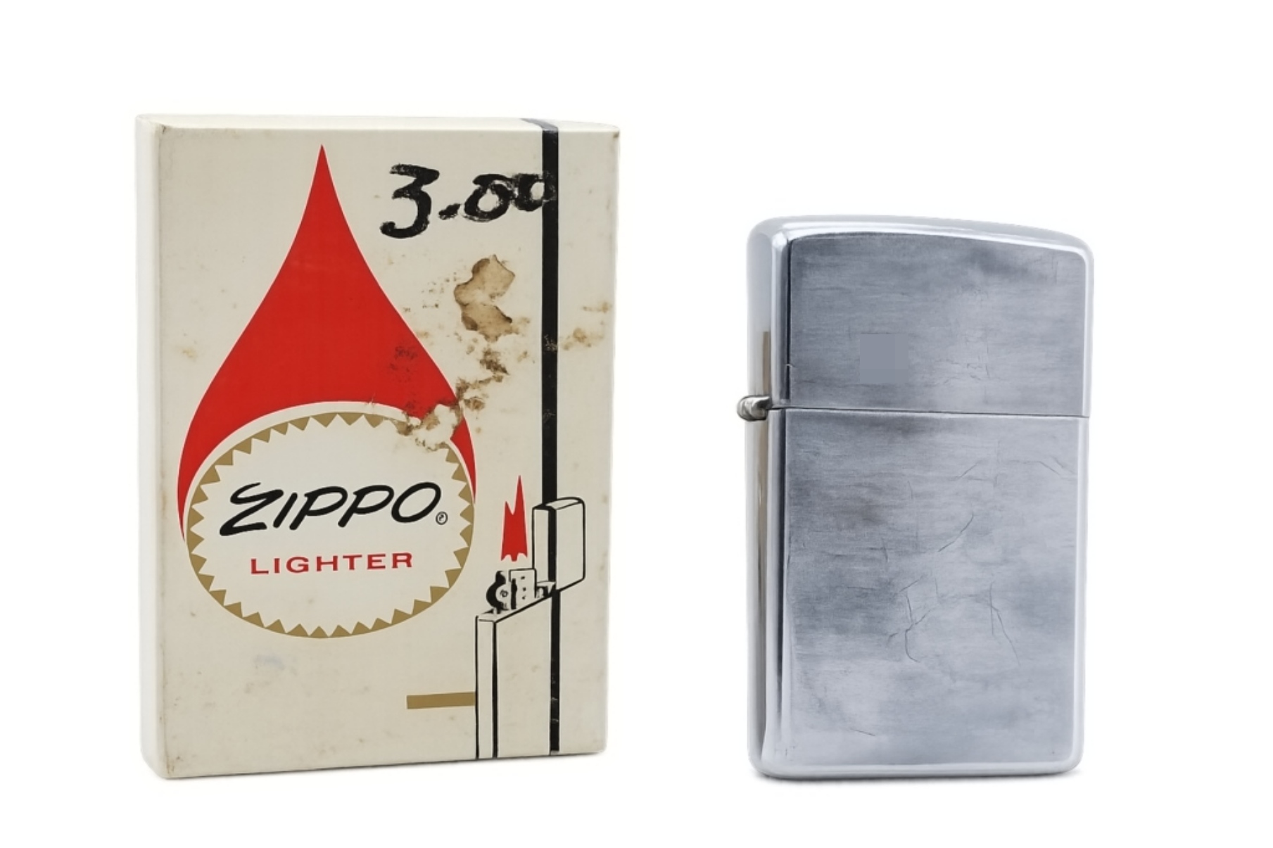 1969 Zippo Brushed Chrome Lighter with Box
