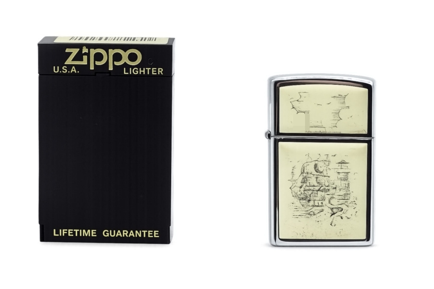 Zippo Scrimshaw Sailing Ship High Polish Chrome