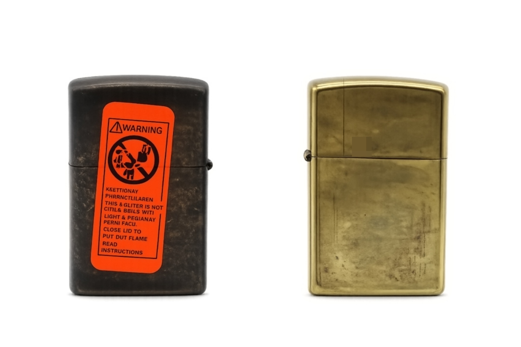 2001 Zippo Lighter Pair, One Fired One Unfired