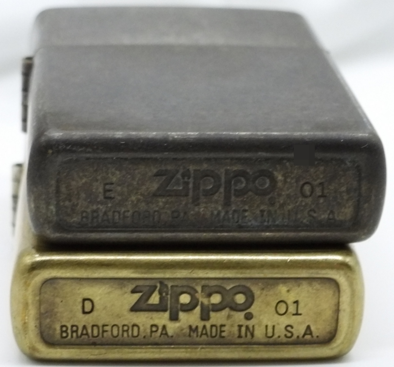 2001 Zippo Lighter Pair, One Fired One Unfired