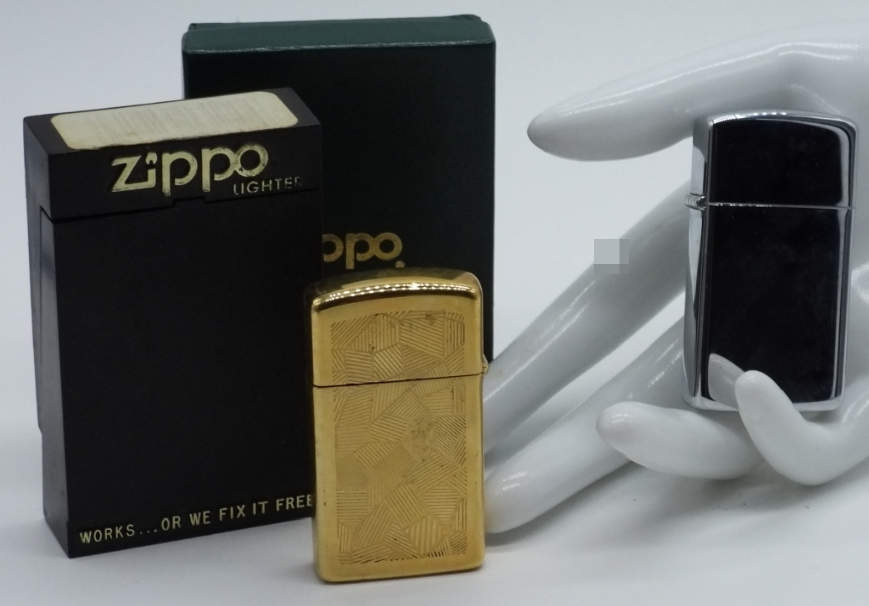 Zippo Slim Gold-tone and Chrome Lighters