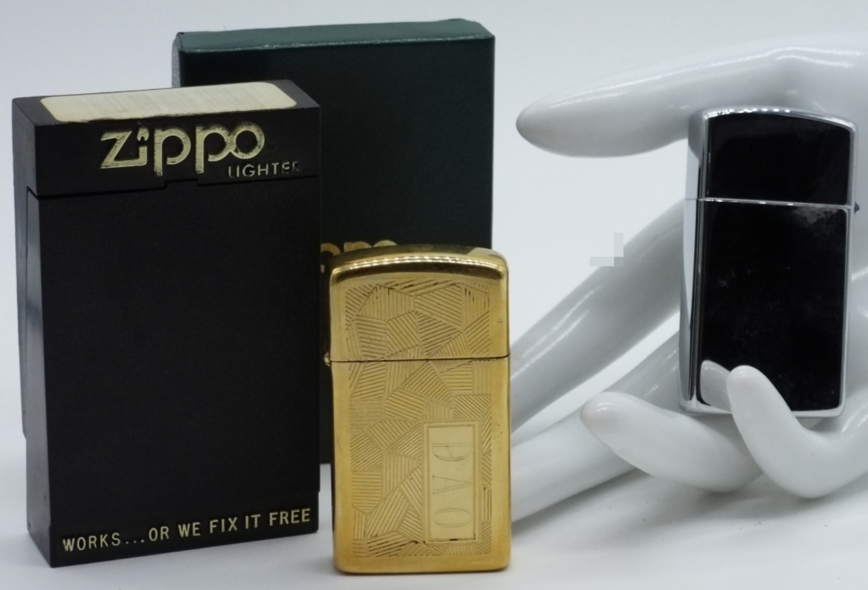 Zippo Slim Gold-tone and Chrome Lighters