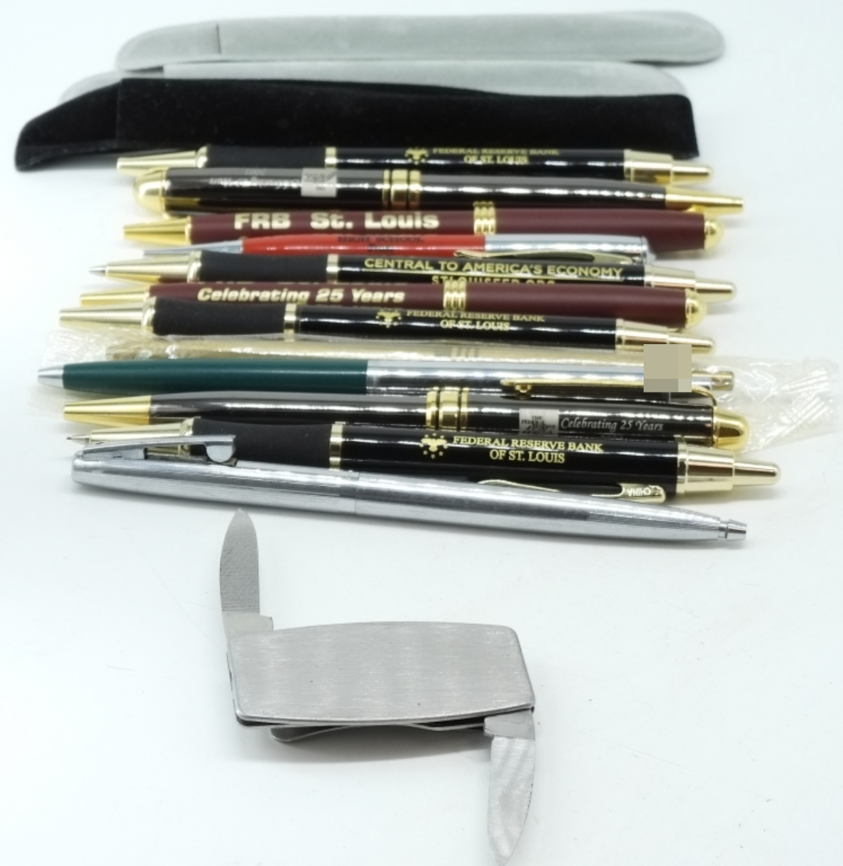 Lot of 13 Promotional Pens and Pocket Knife