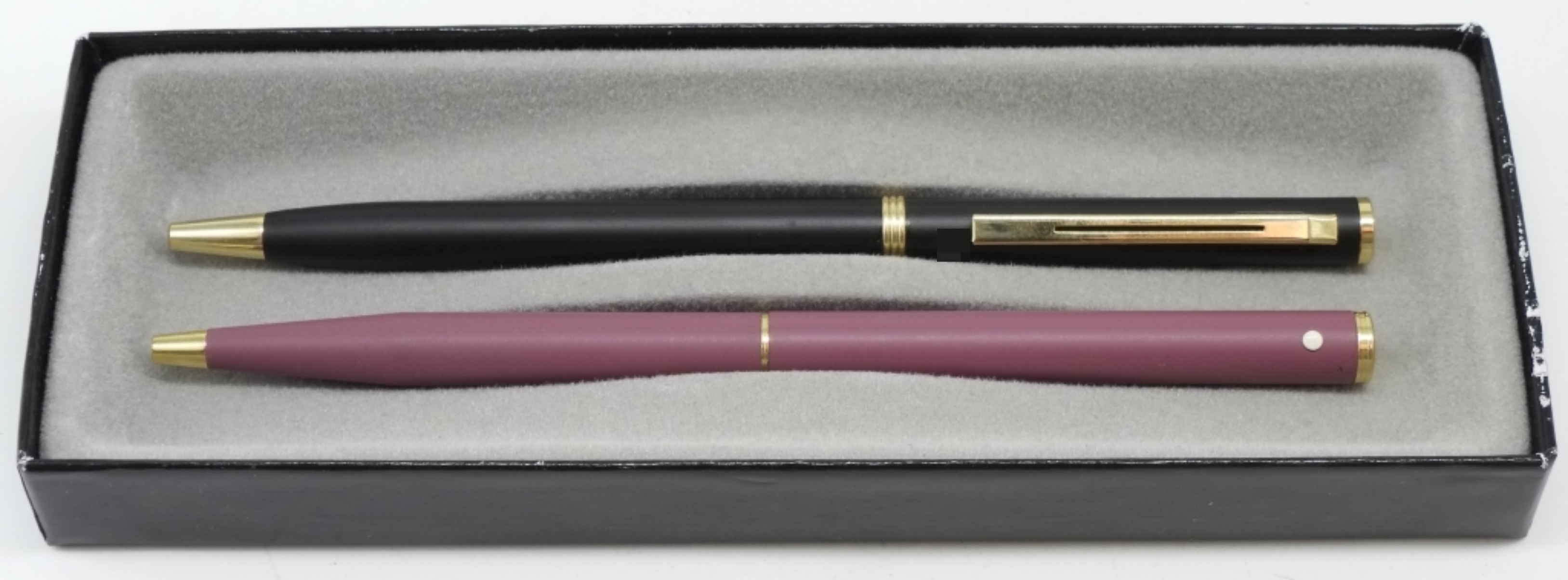 Vintage Ballpoint Pen Set, Black & Burgundy, Gold
