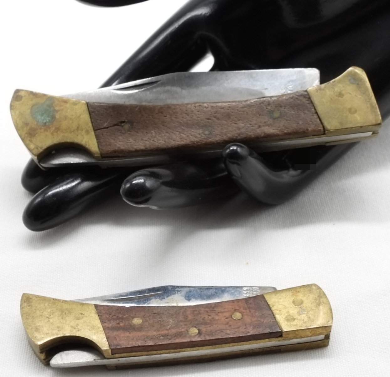 Vintage Folding Knife, Wood & Brass Handle