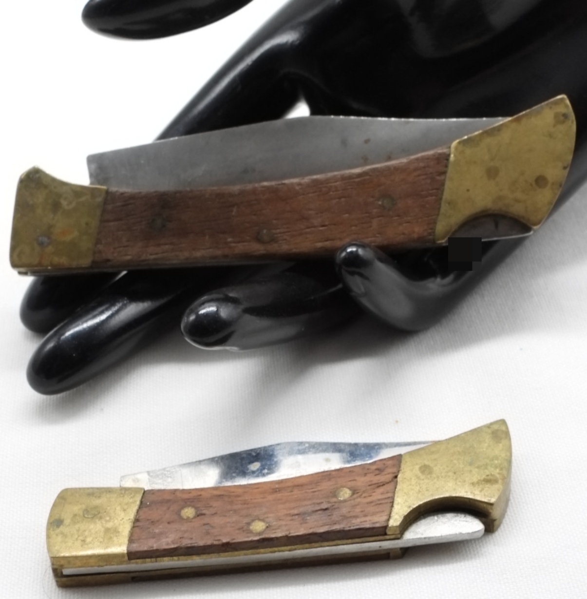 Vintage Folding Knife, Wood & Brass Handle