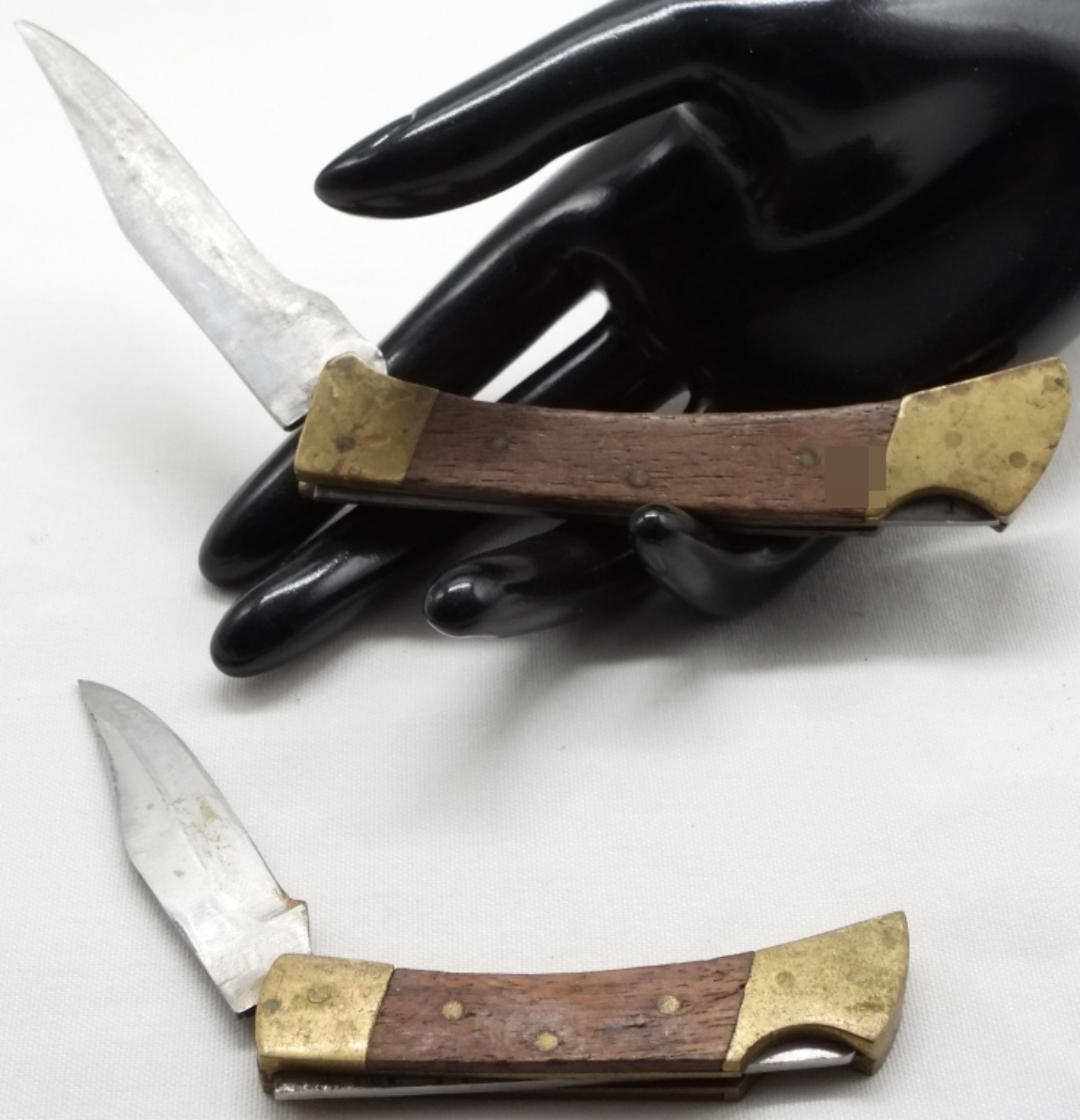 Vintage Folding Knife, Wood & Brass Handle