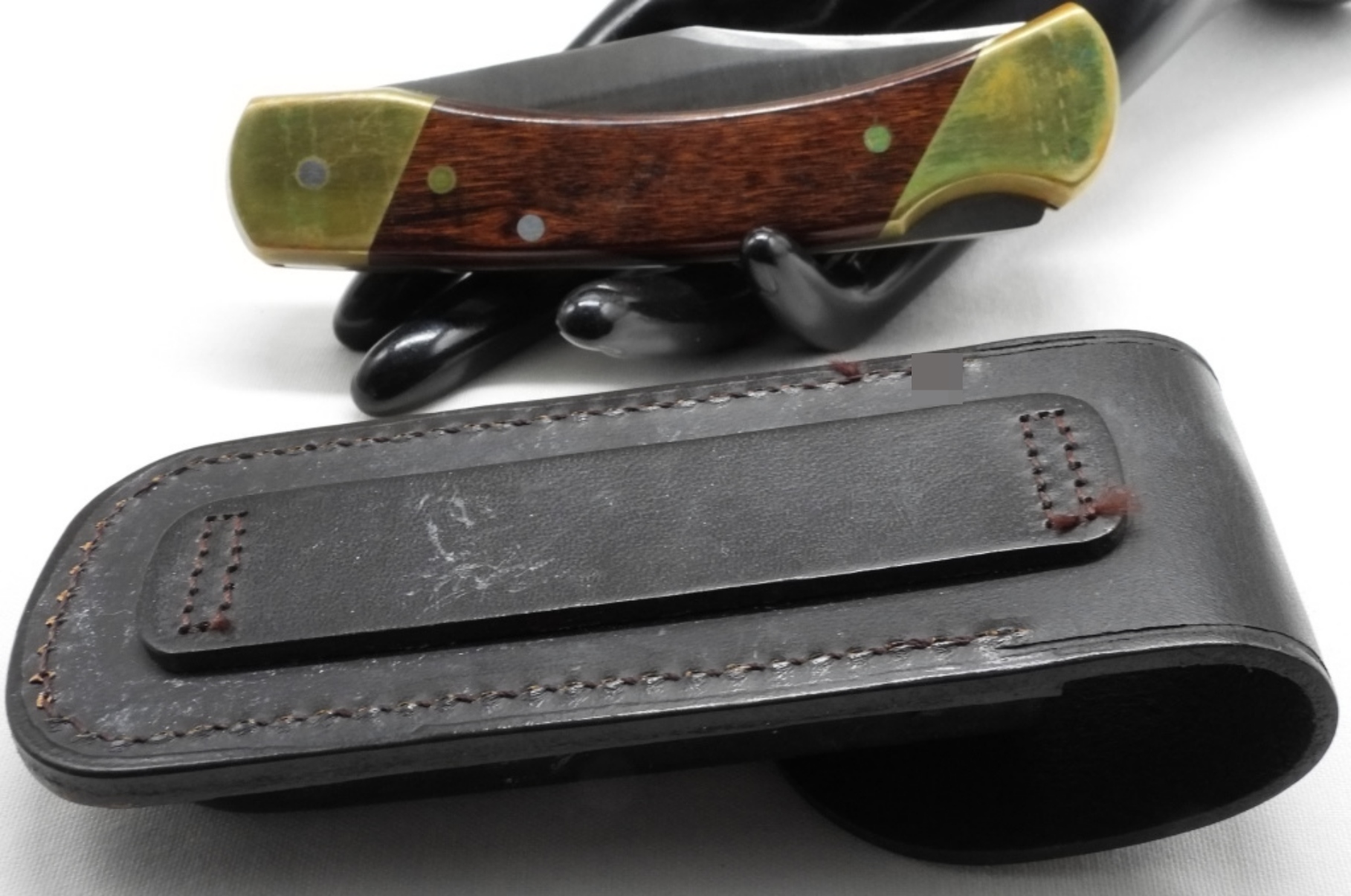 Schrade LB7 Folding Knife with Leather Sheath