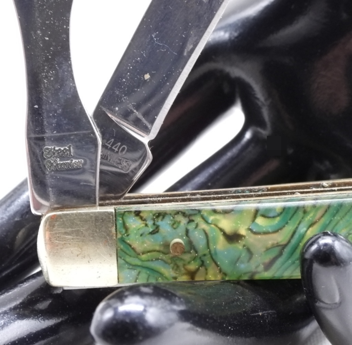Steel Warrior Trapper, Abalone Handle