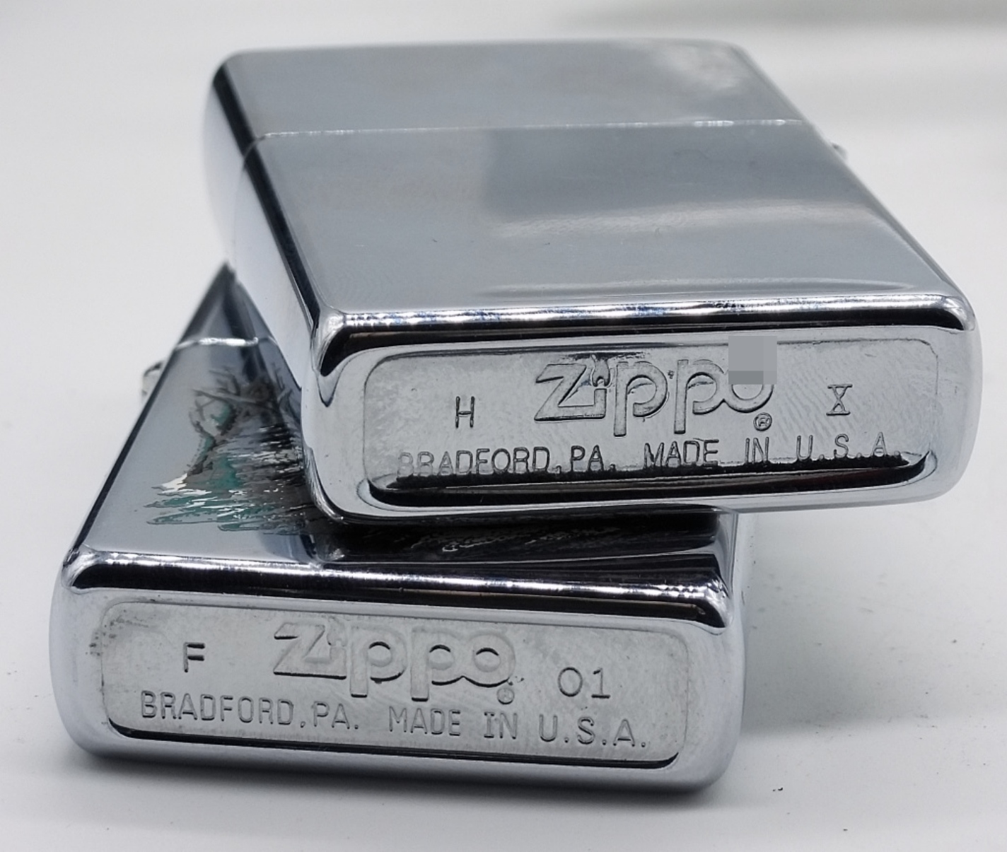 Zippo Chrome Lighters with American Eagle & Wolf