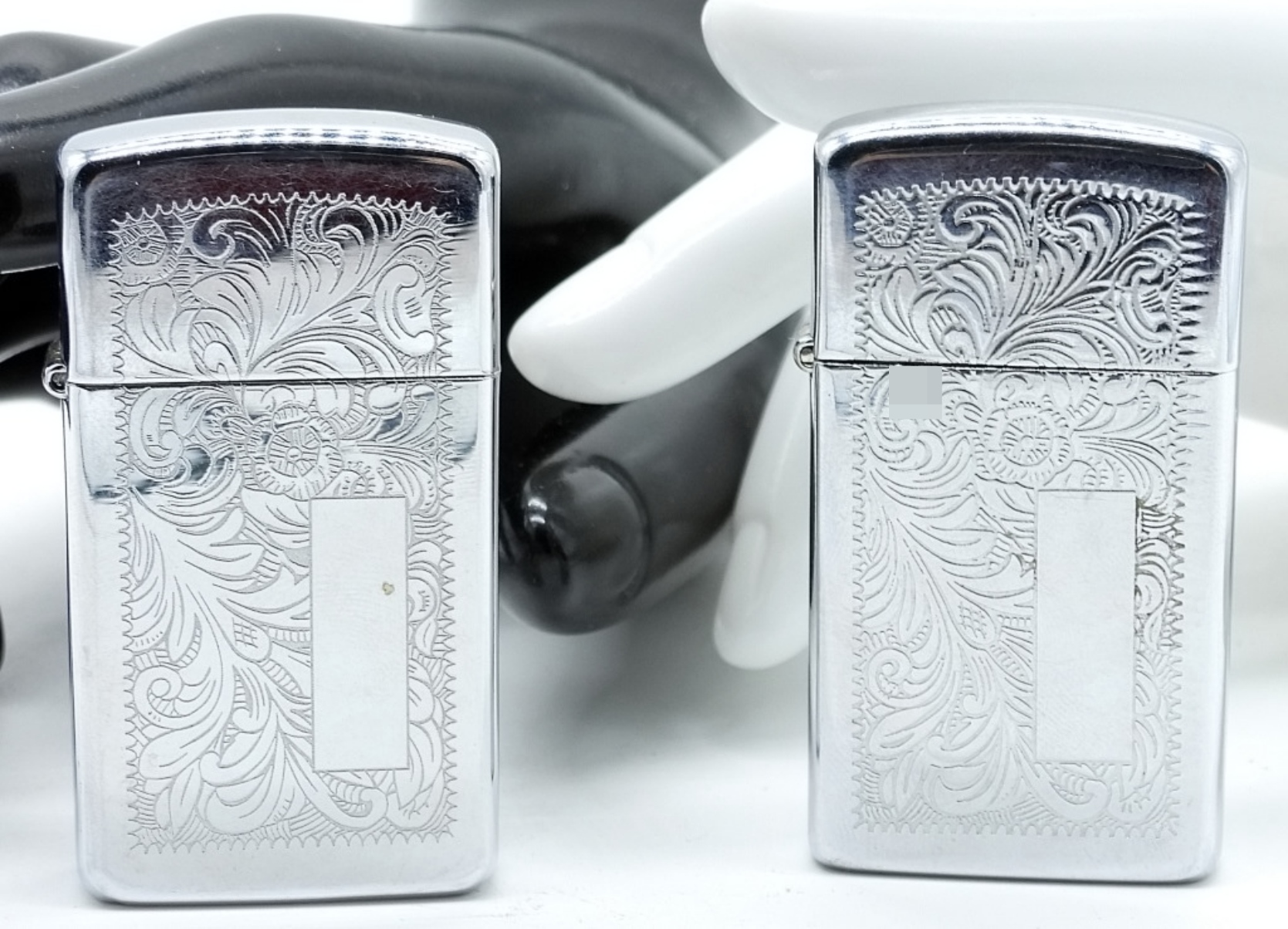 Pair Zippo Lighters Venetian Pattern 2004/1992
