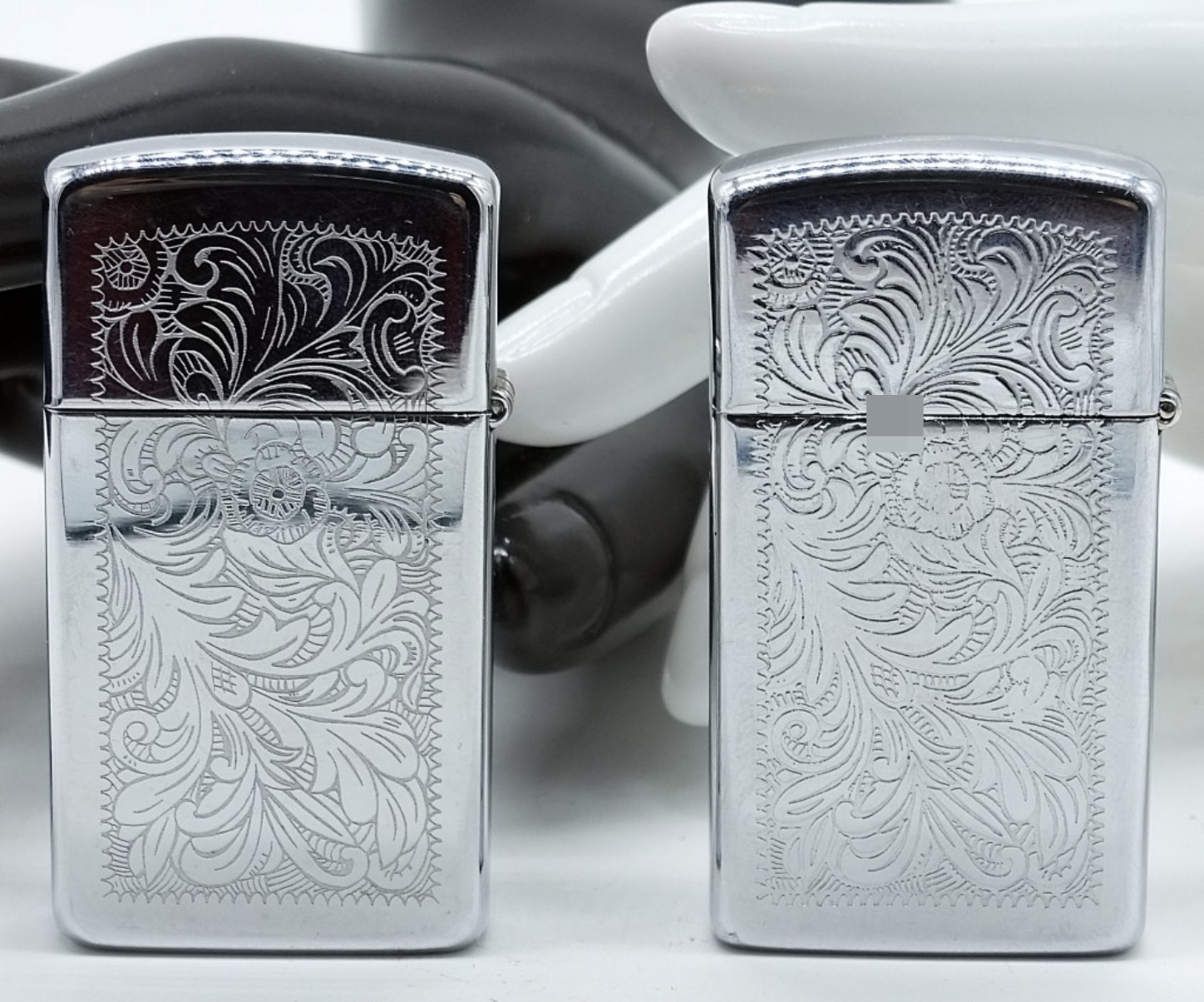 Pair Zippo Lighters Venetian Pattern 2004/1992