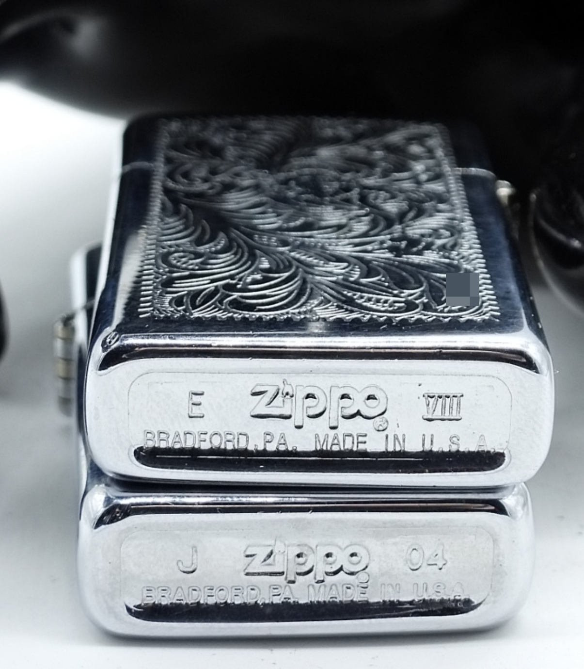 Pair Zippo Lighters Venetian Pattern 2004/1992
