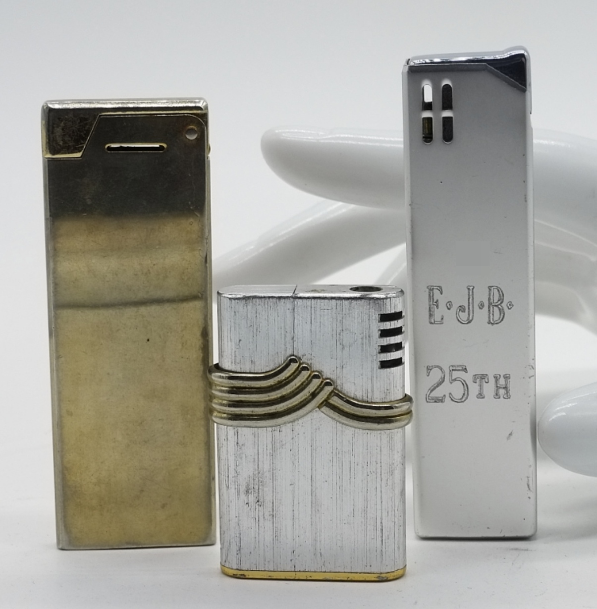 Three Vintage Butane Lighters Colibri Firebird Lot