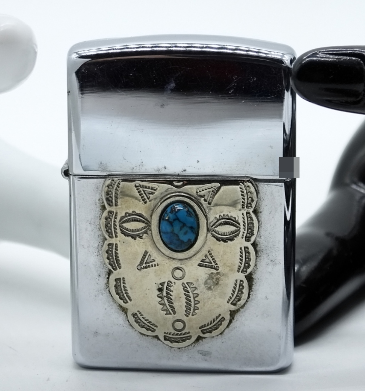 Vintage Zippo with Native American Silver Inlay